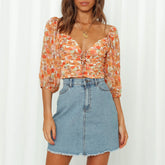 Linda - Pleated Cropped Blouse